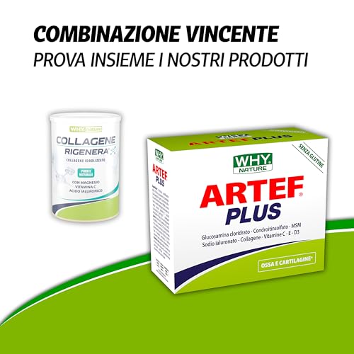 WHY NATURE COLLAGENE RIGENERA - Collagene Idrolizzato Puro e Naturale - Con Magnesio, Vitamina C e Acido Ialuronico - 330gr