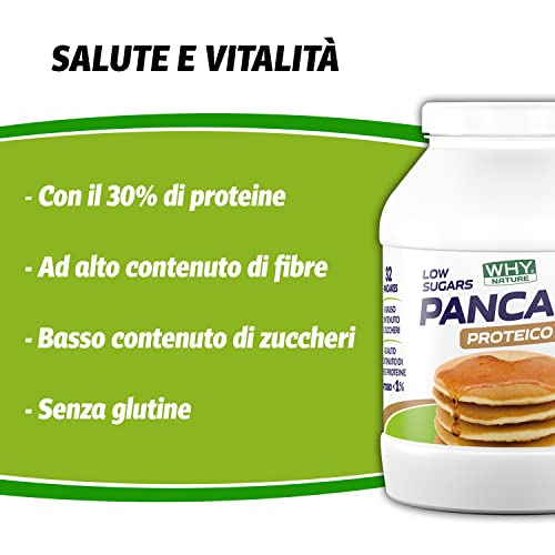 WHY NATURE LOW SUGAR PANCAKE PROTEICO - Pancake Proteici - Preparato Per Pancake Con Farina Di Fiocchi Di Avena - 800 gr