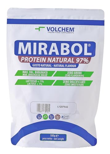 Volchem Mirabol Protein 97, Integratore Alimentare con Proteine dell'Uovo e del Latte, Senza Aromi e Dolcificanti, Busta con Polvere Solubile, Gusto Natural, 500 g