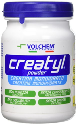 Volchem Creatyl Powder, Integratore Alimentare con Creatina Monoidrato di Grado Farmaceutico, 100% Purezza e Massima Solubilità, Senza Grassi e Conservanti, Barattolo con Polvere Solubile, 300 g