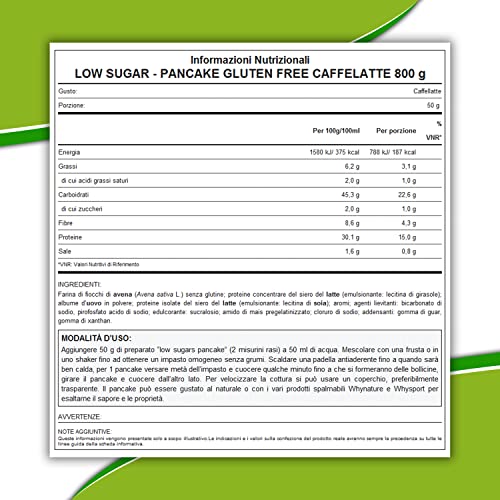 WHY NATURE LOW SUGAR PANCAKE PROTEICO - Pancake Proteici - Preparato Per Pancake Con Farina Di Fiocchi Di Avena - 800 gr