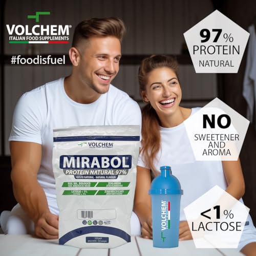 Volchem Mirabol Protein 97, Integratore Alimentare con Proteine dell'Uovo e del Latte, Senza Aromi e Dolcificanti, Busta con Polvere Solubile, Gusto Natural, 500 g