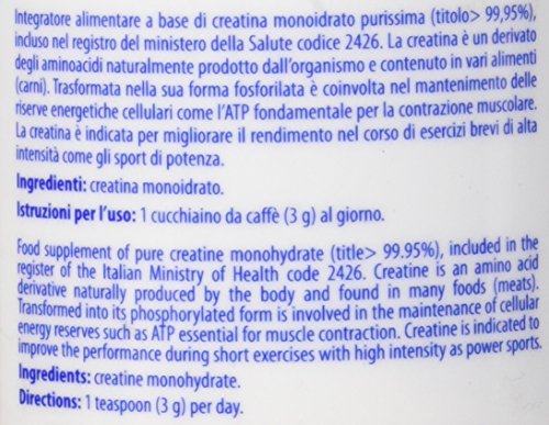 Volchem Creatyl Powder, Integratore Alimentare con Creatina Monoidrato di Grado Farmaceutico, 100% Purezza e Massima Solubilità, Senza Grassi e Conservanti, Barattolo con Polvere Solubile, 300 g