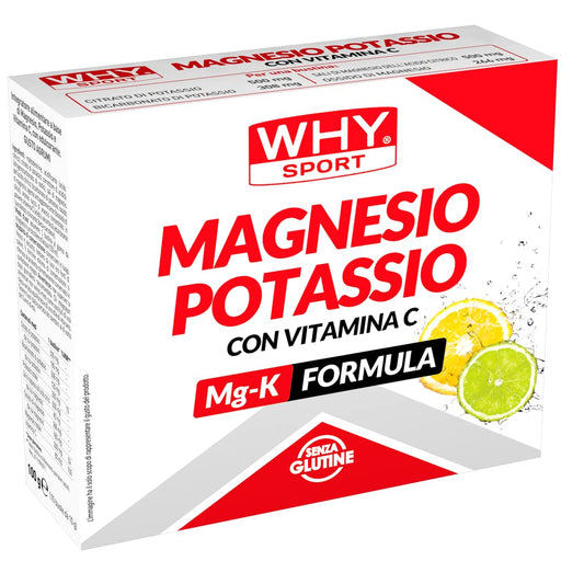 WHY SPORT Magnesio Potassio con Vitamina C - Integratore Alimentare Sali Minerali e Vitamina C Senza Glutine - Gusto Agrumi - 10 Bustine da 10 gr