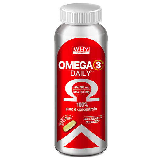 WHY SPORT - Omega 3 Daily - Integratori Alimentari per il Colesterolo - Omega3 1000mg Olio di Fegato di Pesce - EPA 400mg e DHA 300mg - Olio di Pesce ad Alto Dosaggio - 240 Perle