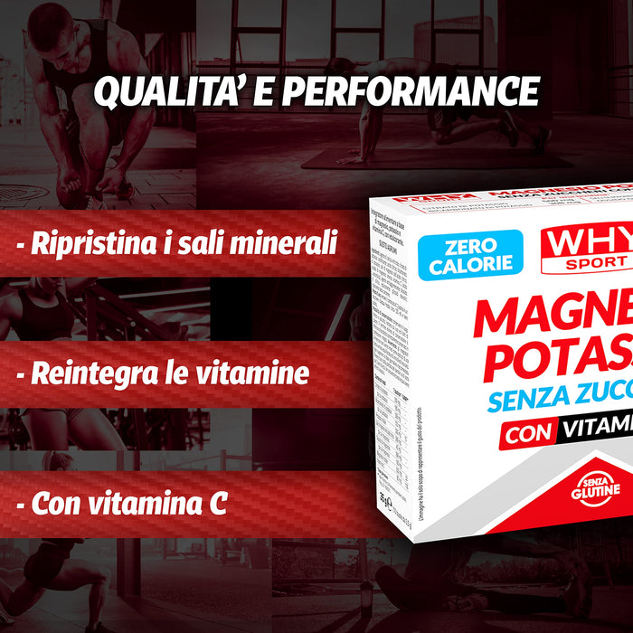 WHY SPORT Magnesio e Potassio Senza Zuccheri - Integratore Alimentare Sali Minerali Senza Glutine - Gusto Agrumi - 10 Bustine (da 3,5 g)