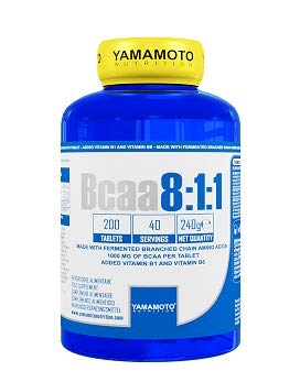 Yamamoto Nutrition Bcaa 8:1:1 integratore alimentare di aminoacidi a catena ramificata con vitamine B1 e B6