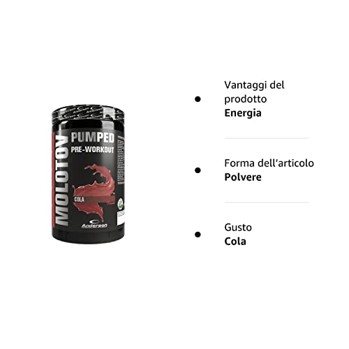 Anderson Integratore Molotov Pre-Workout Energetico con Carboidrati, Cola - 600g