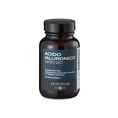 BIOS LINE Principium Acido Ialuronico Skin 120, Integratore collagene con acido ialuronico e vitamina c, Integratore pelle naturale senza glutine e senza lattosio, 60 capsule vegetali