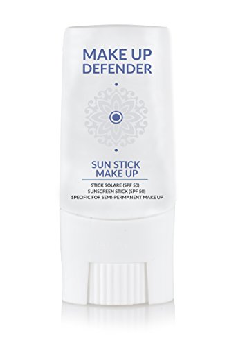 Make Up Defender Sun Stick Make Up, 9ml - Stick Solare 50+ Per Il Make Up Semipermanente, Non Lascia Alone Bianco, Waterproof, Made In Italy