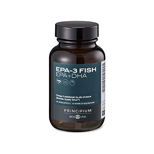 BIOS LINE Principium EPA-3 Fish, Integratore alimentare ricco di Omega 3, Integratore compresse che contribuisce alla normale funzione cardiaca, 90 mini-capsule