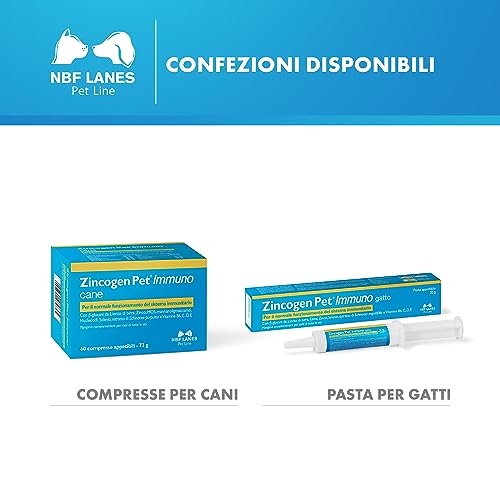 NBF Lanes | Zincogen Pet Immuno Cane, 60 Compresse Appetibili, per il Normale Funzionamento del Sistema Immunitario del Cane