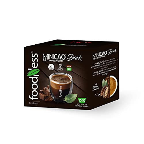 FoodNess - Capsula Minicao Dark compatibile Dolce Gusto bevanda al cioccolato fondente belga senza glutine