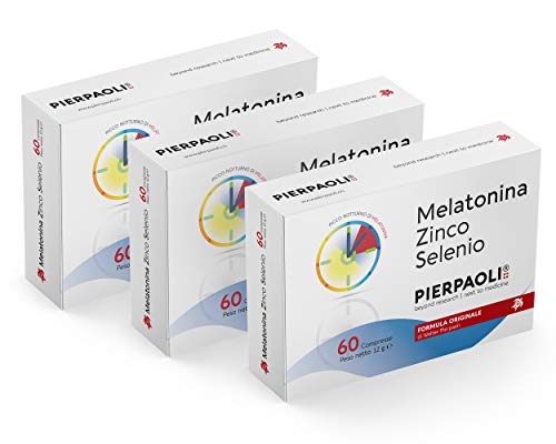Pierpaoli - Melatonina Zinco Selenio: Integratore Alimentare che Contrubuisce a Migliorare la Qualità del Sonno e a Supportare il Sistema Immunitario, 3 Confezioni da 60 Compresse da 1 mg