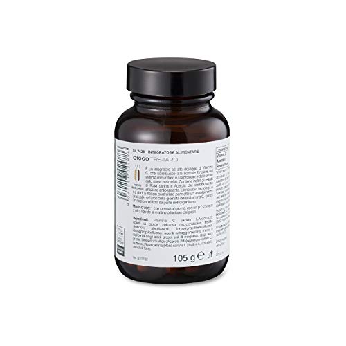 BIOS LINE Principium Tre-Tard, Vitamina C 1000mg a triplo rilascio, Integratore antiossidante per le difese dell'organismo, Vitamina c compresse con estratti di Rosa Canina e Acerola