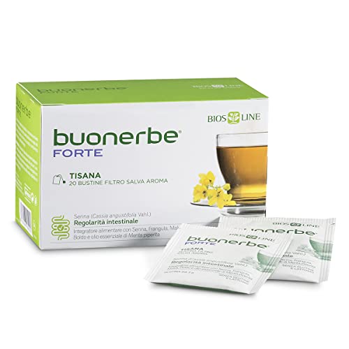 BIOS LINE Buonerbe Tisana Forte, 20 bustine con Filtro Salva Aroma, Ideale per Favorire La Fisiologica Attività Intestinale, Rimedio per Intestino Irritabile