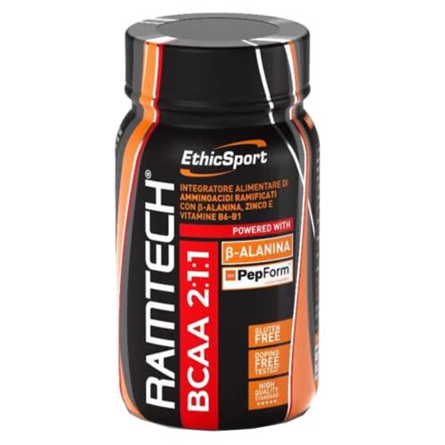 EthicSport - Ramtech BCAA 2:1:1 - Barattolo da 120 cpr x 1500 mg - Integratore alimentare di amminoacidi ramificati per la dieta dello sportivo, con Beta-Alanina e PepForm - peptidi di leucina