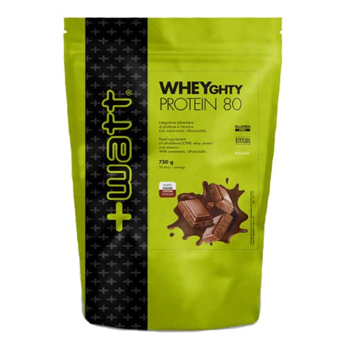 Watt Wheyghty Protein 80, Nuovo Formato Doypack 750g, Gusto: Cacao
