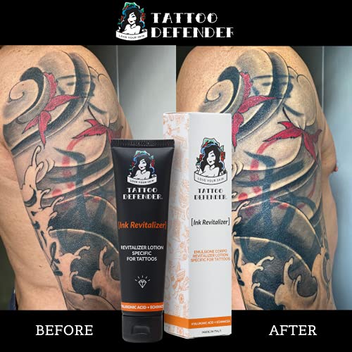 Tattoo Defender Ink Revitalizer, 100ml - Crema Specifica Per Il Mantenimento Dei Tatuaggi, Ravvia I Colori Ed Il Nero, Rende Il Tattoo Brillante E Ben Definito, Made In Italy