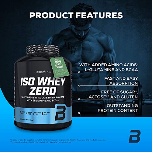 BioTechUSA Iso Whey ZERO, Lactose, Gluten, Sugar FREE, Premium Whey Protein Isolate, 2.27 kg, Vaniglia