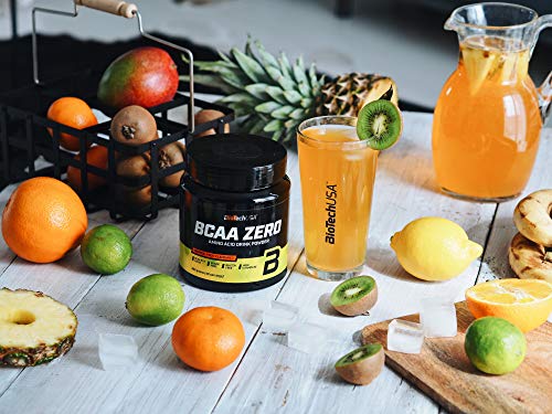 BioTechUSA BCAA Zero Bevanda in polvere di aminoacidi aromatizzata senza zucchero, con L-leucina, L-isoleucina e vitamina B6, 360 g, Arancia