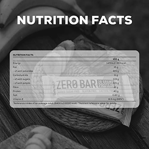 BioTechUSA Zero Bar Barretta ad alto contenuto proteico senza zuccheri aggiunti o aspartame, senza lattosio né glutine e con dolcificanti, 20*50 g