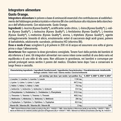 anderson Aminoacidi Essenziali – 3/8 bcaa ramificati + vitamina B6 – 300g kyowa quality®, in polvere 0 zuccheri aggiunti, senza glutine, absolute series EAA-FULL – made in italy