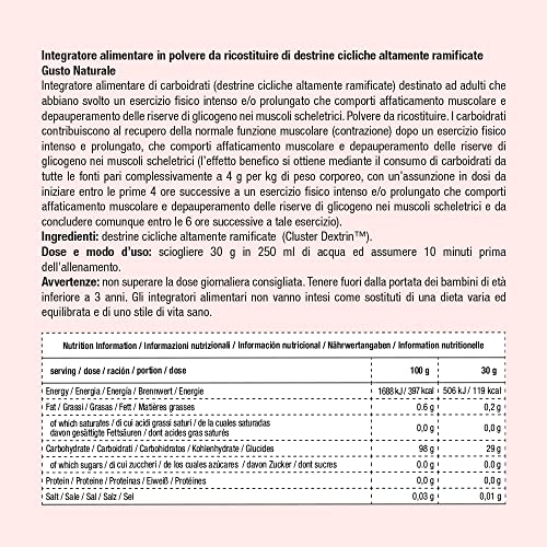 anderson Pre Workout -98g carb x100g, 0 zuccheri aggiunti, potente energetico 900 g a base di ciclodestrine – certificato Cluster Dextrin® gusto neutro - absolute series – made in italy