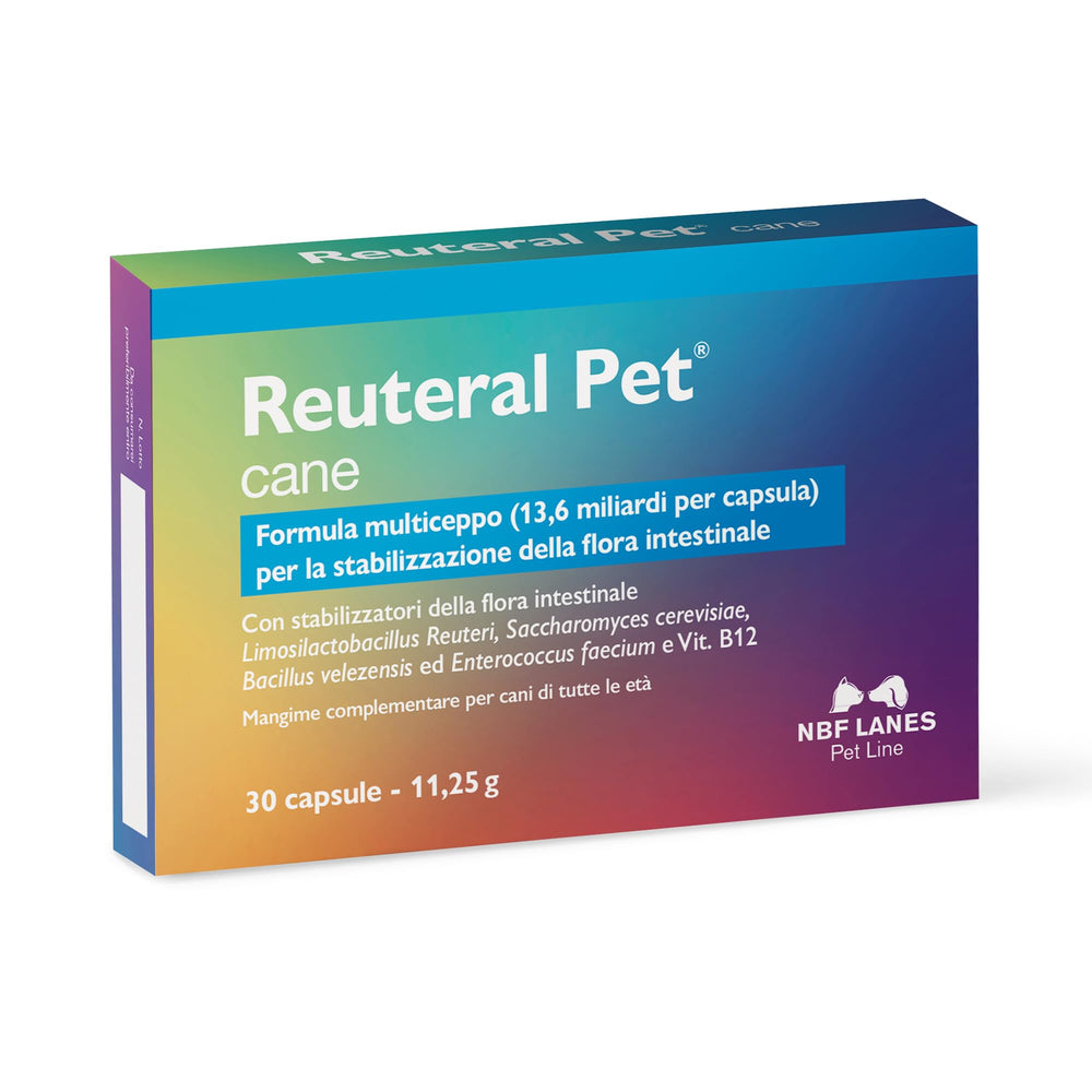 NBF LANES | Reuteral Pet Cane, 30 Capsule, Probiotico a base di fermenti lattici vivi per la stabilizzazione della Flora intestinale nei Cani