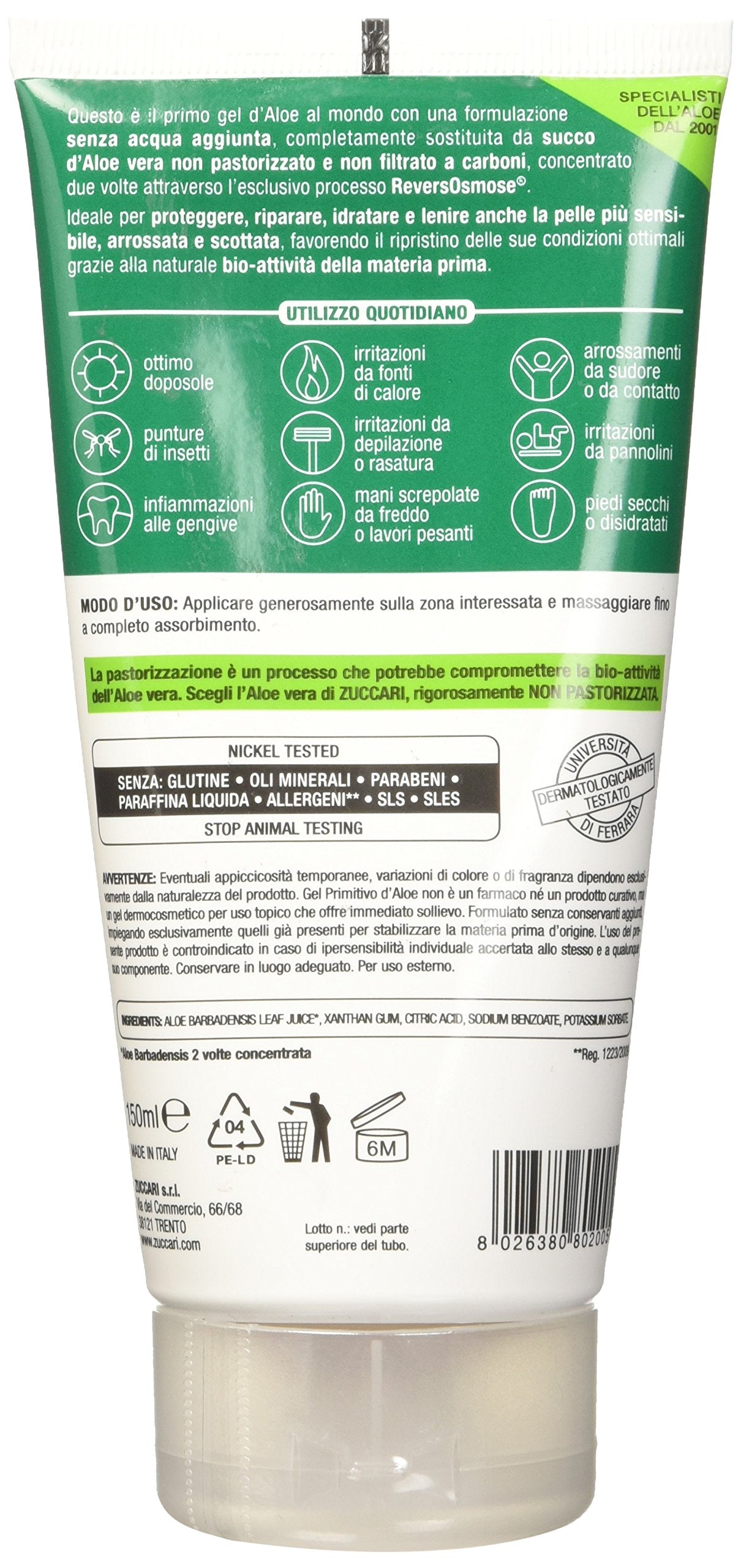 Zuccari Aloevera Gel Primitivo D'Aloe, 150 ml